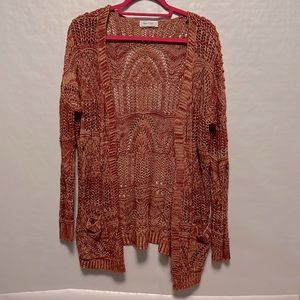 Grace & Lace rust colored pointelle cardigan L/XL